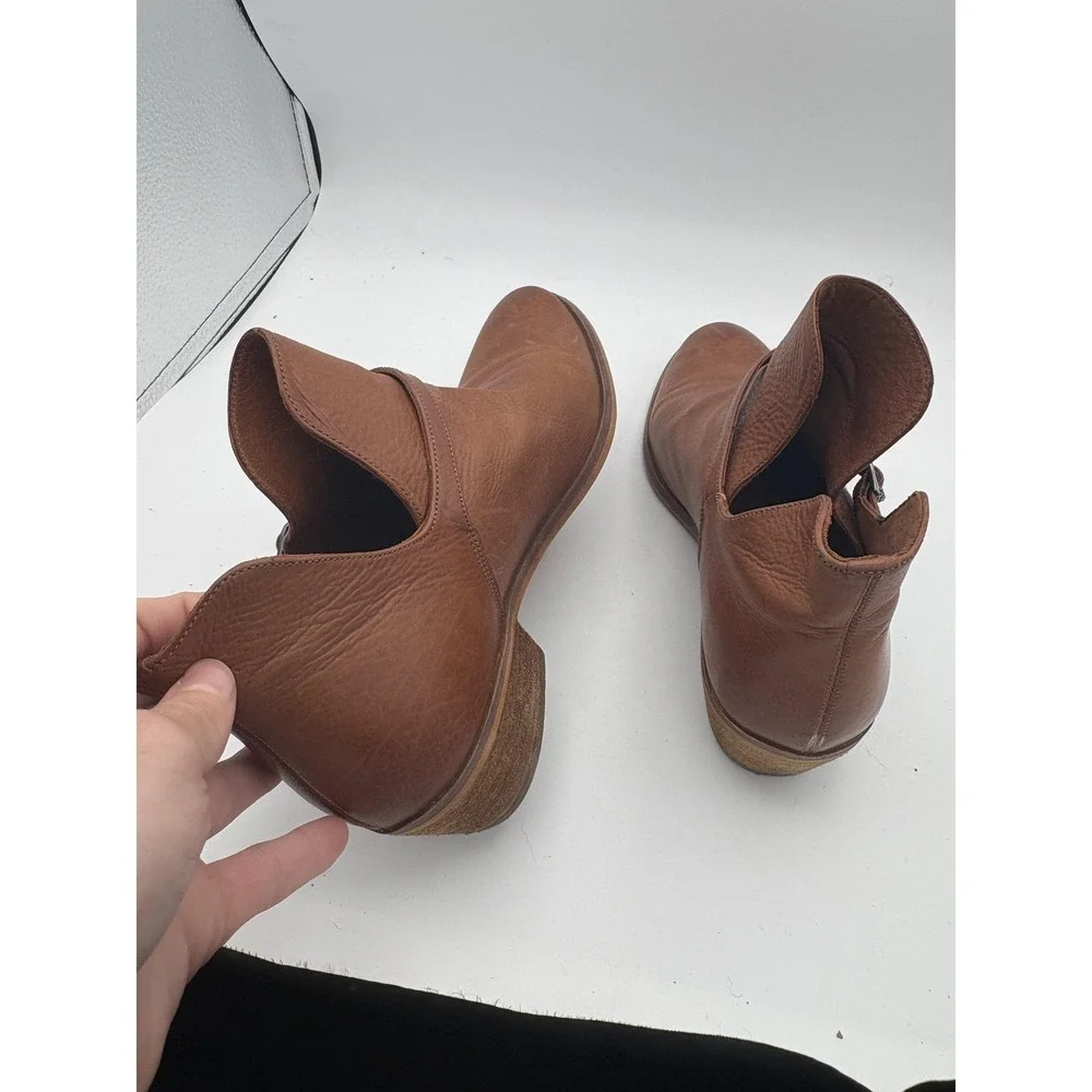 Sam Edelman Boots Womens Size 8 Brown‎ Leather Ankle Booties Buckle Low Heel